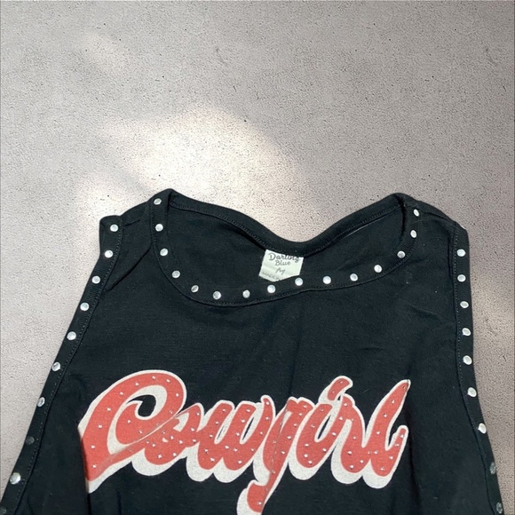 Darling Blue Black "Cowgirl" Studded Tank - Picture 3 of 4